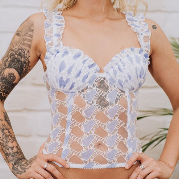 Maison Revolt “Maude” Sheer Embroidered Corset Top – Size 32 (S) - Picture 5 of 10